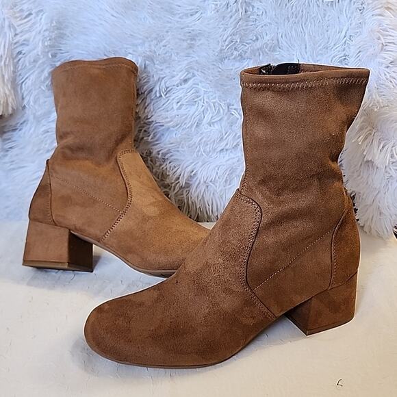 Kenneth Cole Reaction Women's Road Stretch Cognac Dress Booties Size 9 - Picture 12 of 16